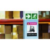 Signage Stickers in Warehouse showing danger forklift in operation 
