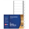 Plastic Pre-printed Dividers, White, 1-10 Tabs 85610
