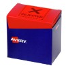 The image shows a box labeled 'REJECTED' in red on top and branded with the name 'Avery' in white text on the side. The box has a blue background.