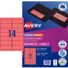Avery Coral Coloured Labels 959424 Content: 70 Labels / 5 Sheets