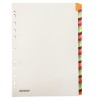The image shows a blank Avery divider with multiple colorful tabs labeled numerically from 1 to 31 on the right side.