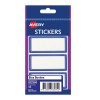 White Rectangle Stickers, Blue Border 932384