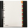 The image shows a black binder with dividers. It contains white pages and colorful tabbed dividers labeled 1 to 31.
