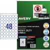 White Heavy Duty Labels 959198 Content: 480 Labels / 10 Sheets