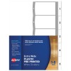 Plastic Pre-printed Dividers, Extra Wide, White, 1-5 Tabs 85655