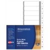Plastic Pre-printed Dividers, Extra Wide, White, 1-10 Tabs 85660