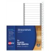 Plastic Pre-printed Dividers, White, A-Z Tabs 85622