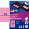 Avery Pink Coloured Labels 959420 Content: 70 Labels / 5 Sheets